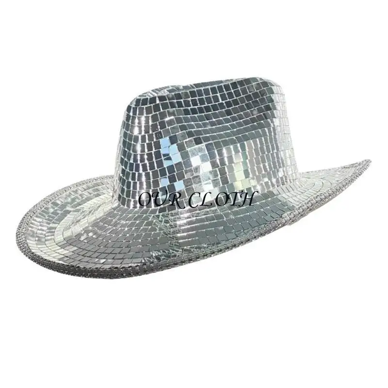 

Легкая зеркальная шляпа-ведро для взрослых, шляпа для бара и танцев, шляпа для дискотеки Y1AC