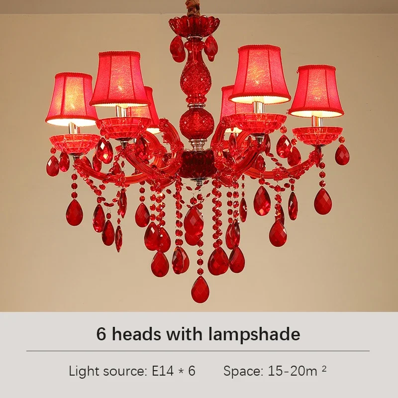 SAMAN European Style Crystal Pendent Lamp Red Candle Lamp Luxurious Living Room Restaurant  Bedroom Villaex Building Chandelier