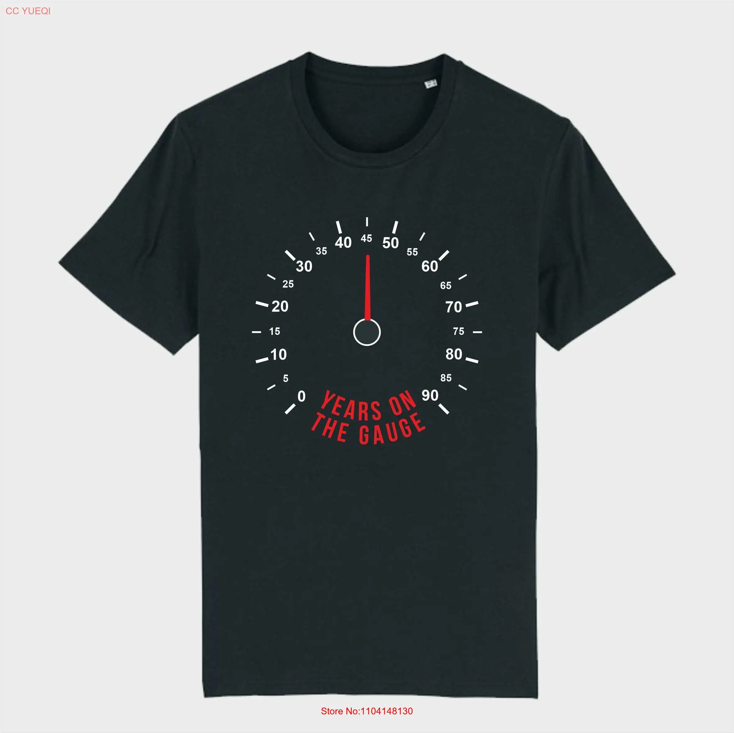 45 Years On The Gauge T Shirt for Car Lover Guy Girl Fun Clock Birthday 45th Happy Fan Speedometer long or short sleeves