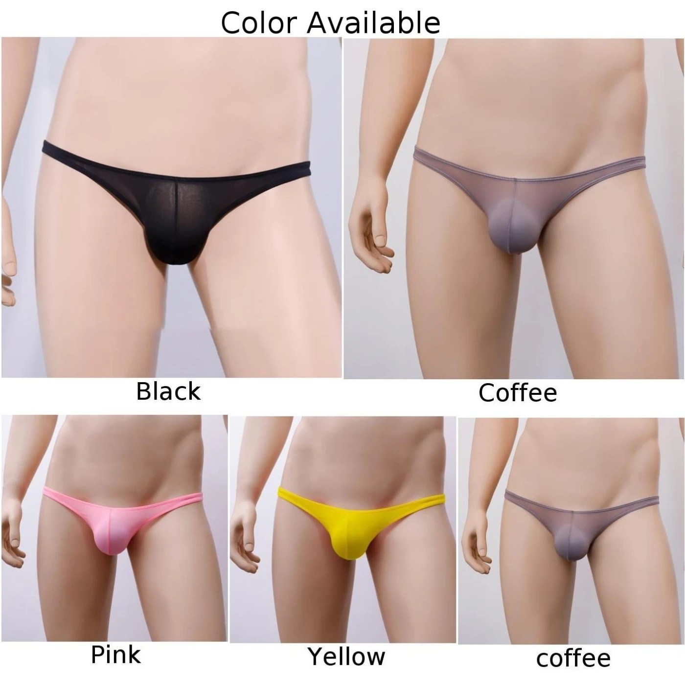 Men Sexy Bulge Pouch T-Back Thongs Underwear G-Stirng Y Open Butt Briefs Male Low-Rise Seamless Underpants Male Comfy Panties