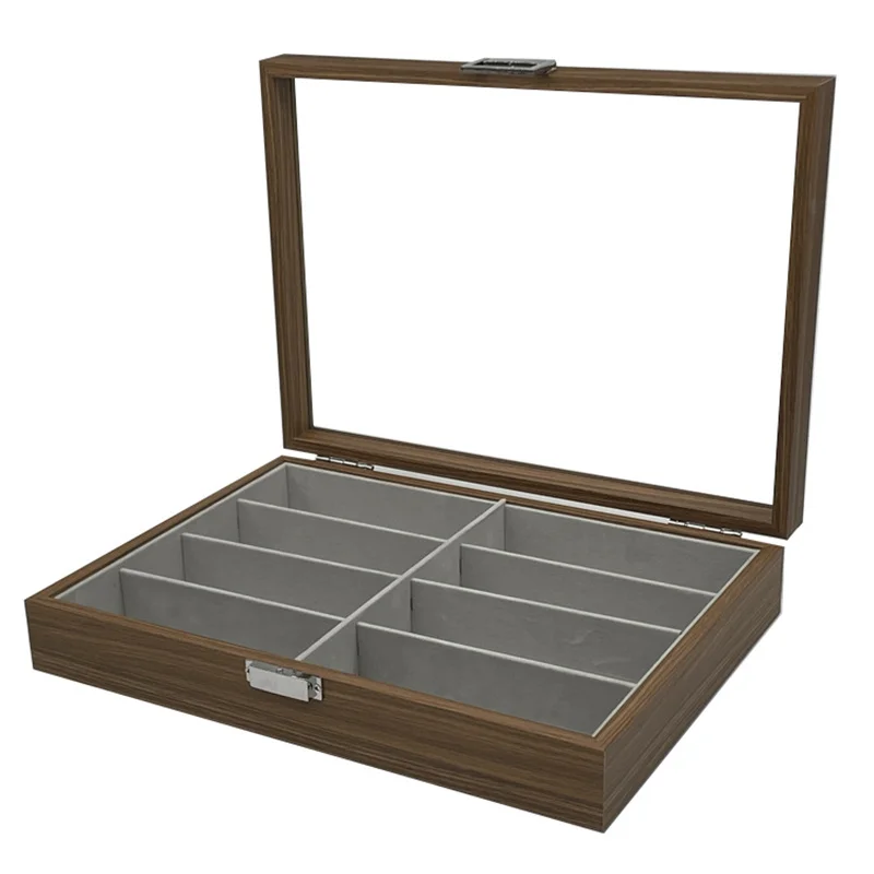 High Quality 8 Slot Sunglasses Organizer Box Wooden Glasses Storage Box Case for Women Men Eyewear Sunglasses Display Organizer