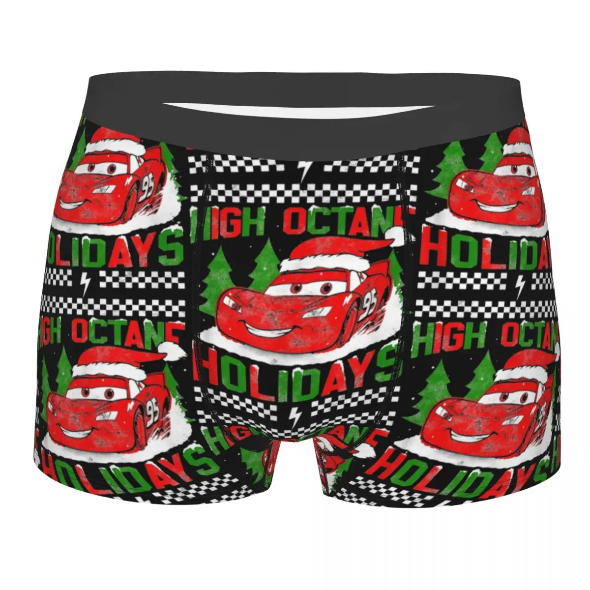 Men\'s Mater Christmas Wishes Lightning Mcqueen Boxer Shorts Panties Breathable Underwear Homme Printed S-XXL Long Underpants