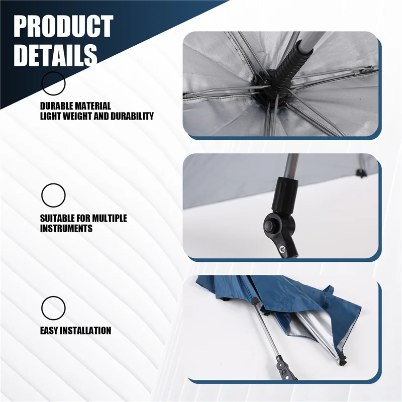 Venda de verão guarda-chuva de praia ajustável, guarda-chuva de cadeira giratória de 360 graus com braçadeira universal, ótimo para cadeira de praia, cadeira de pátio