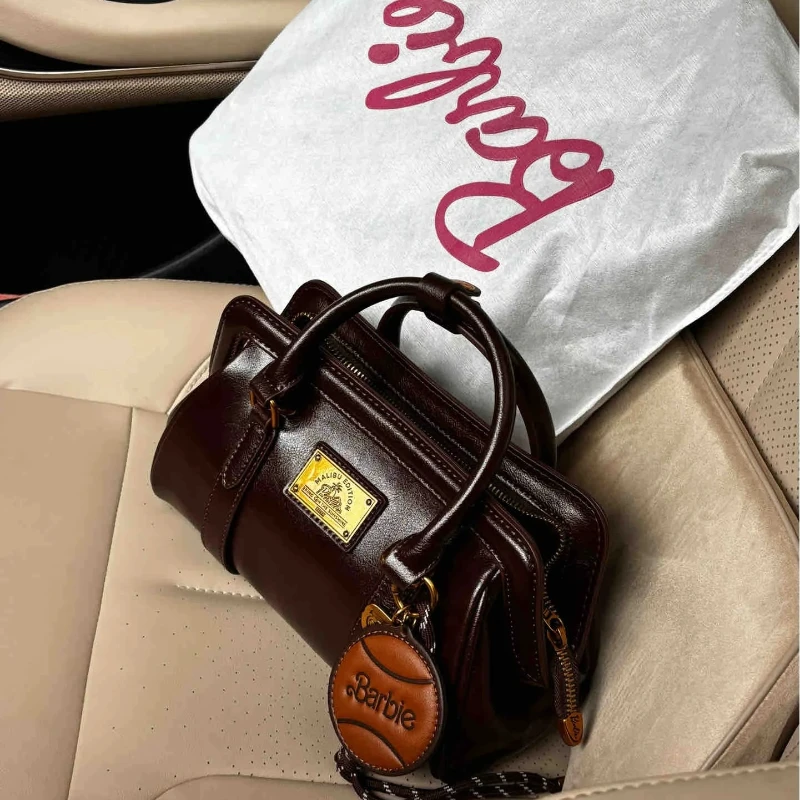 

Barbie Light Luxury Retro Niche Hand-Held Bowling Bag Stylish Single Shoulder Crossbody Women'S Bag Premium Texture Bag Gift