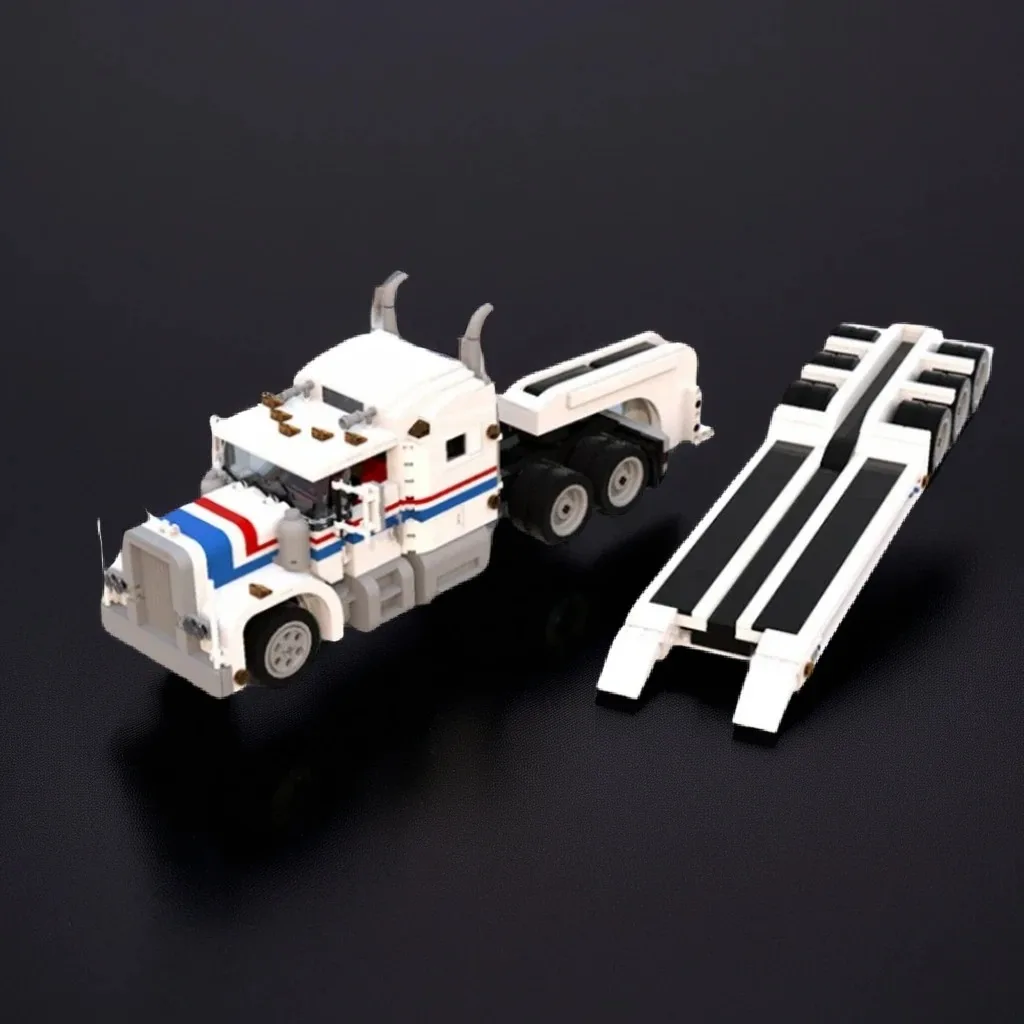 

511Pcs Gooseneck Trailer for Modern 5580 MOC Heavy-Duty Hauler with Curved Neck Hitch Education Building Blocks Gift