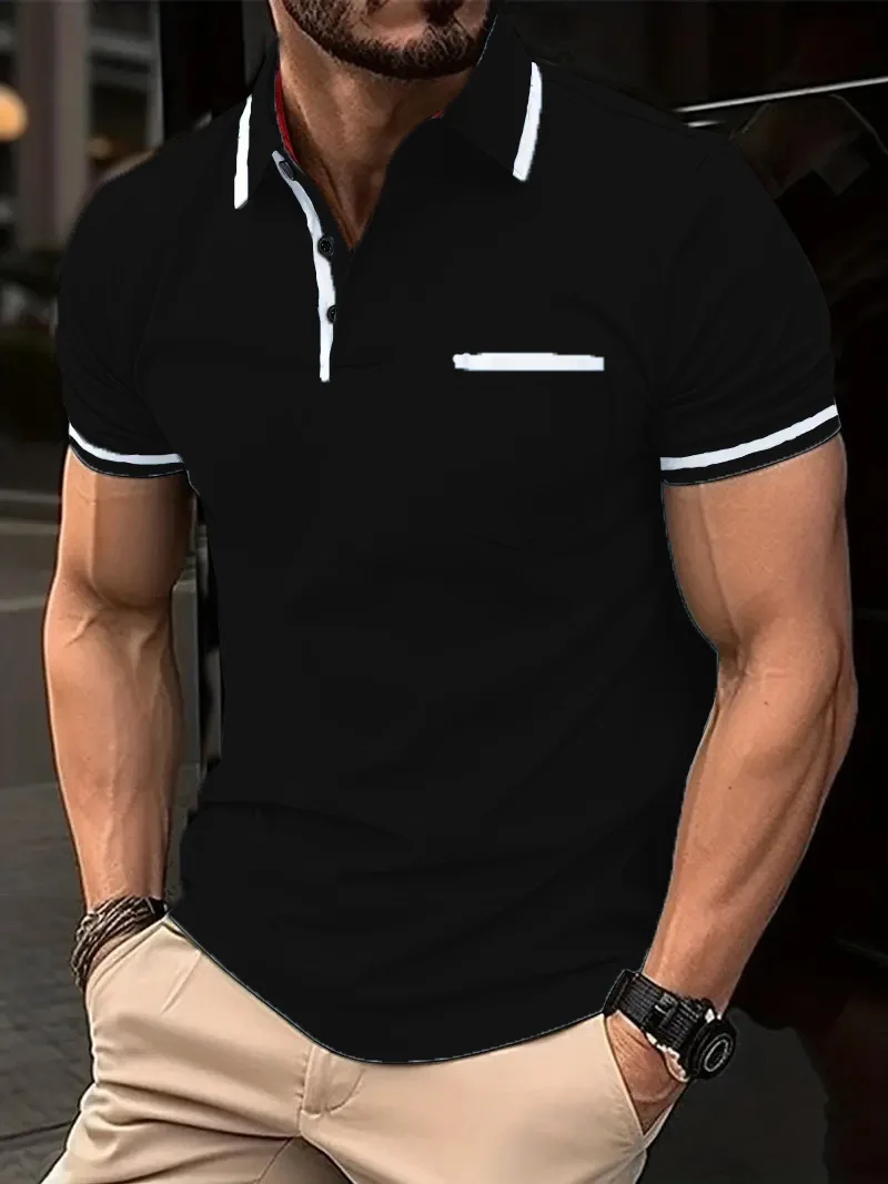 

Summer new style men's personalized fashionable multi-color pocket polo shirt short-sleeved comfortable sport polo shirt xl-5xl