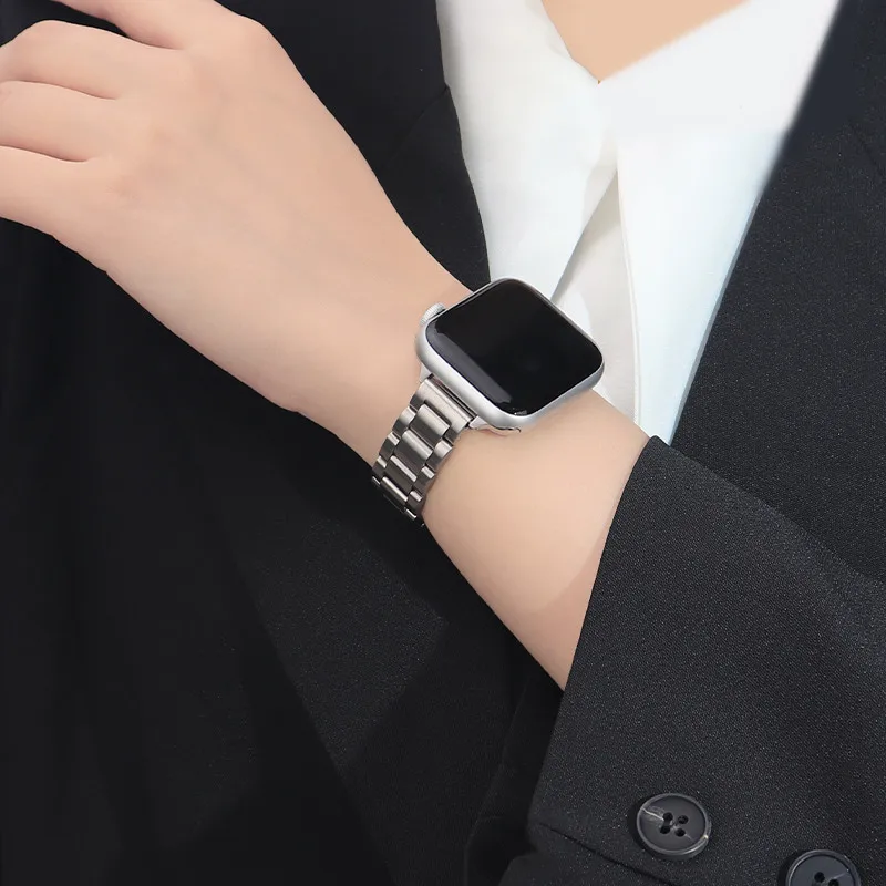 Stainless Steel Strap For Apple Watch Band 44mm 40mm 45mm 41mm Fashion Metal Wristband for IWatch Series 7 6 5 4 3 2 1 SE