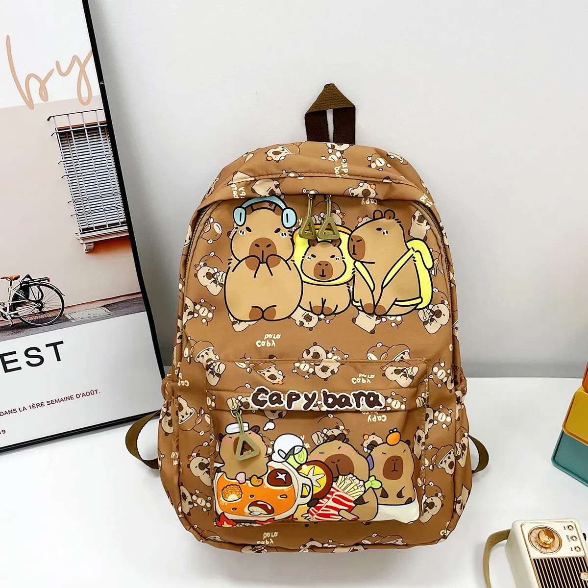 

Детский рюкзак Капибара, новый простой и модный милый рюкзак с принтом для детского сада, мультяшный аниме-дизайн
