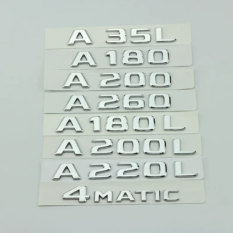 

ABS Car Trunk Letters Logo Badge Emblem Decals Sticker For Mercedes Benz A Class A35L A45 A200 A220 A250 4Matic W169 W176 W177