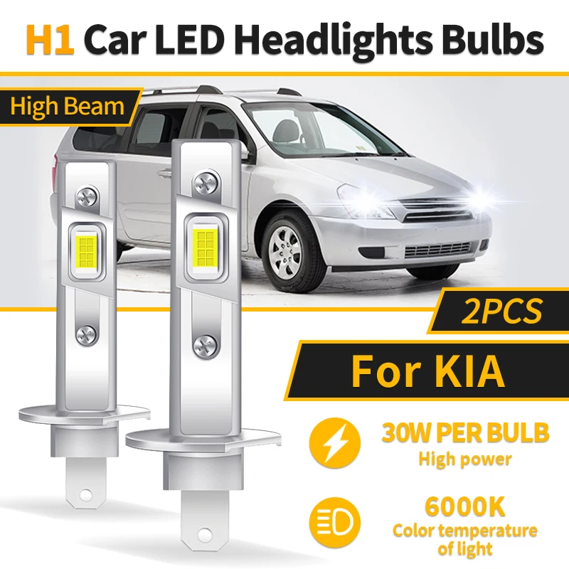 2PCS Canbus H1 LED Lights Car Headlights 1:1 Mini Size LED White Bulb 6000K 9600LM Auto Lamp High Beam For KIA Sedona 2006-2014