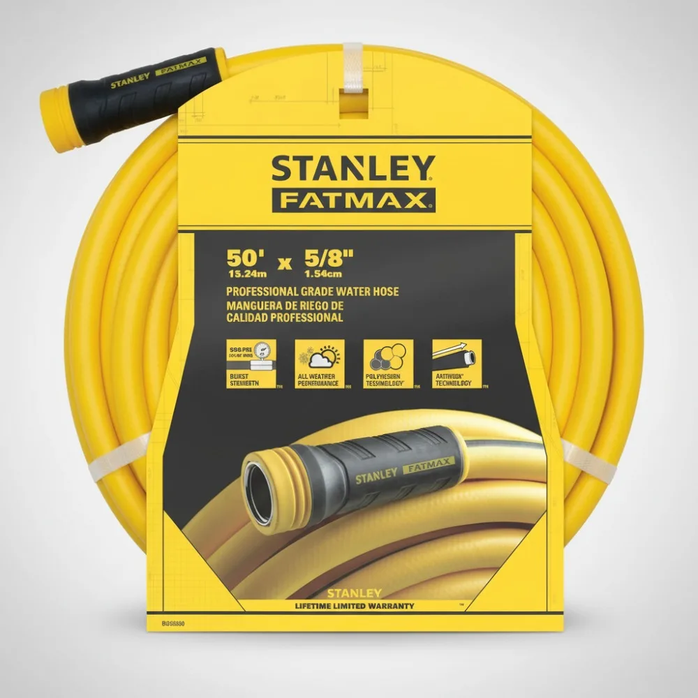 

Professional 50ft Garden Hose, Anti-Kink Flexible Water Hose, Heavy-Duty 500 PSI for Home & Outdoor Use
