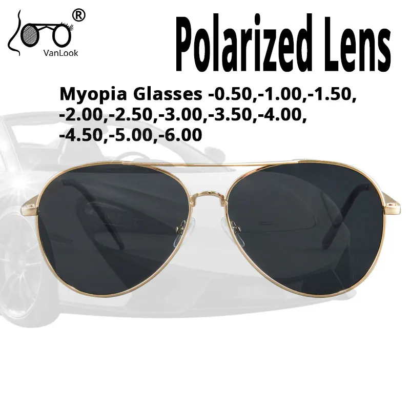 Anti UV Myopia Sunglasses Men Women Polarized Fishing Rectangle Sun Glasses With Diopters -0.50-4.00-4.50-5.00-5.50-6.00