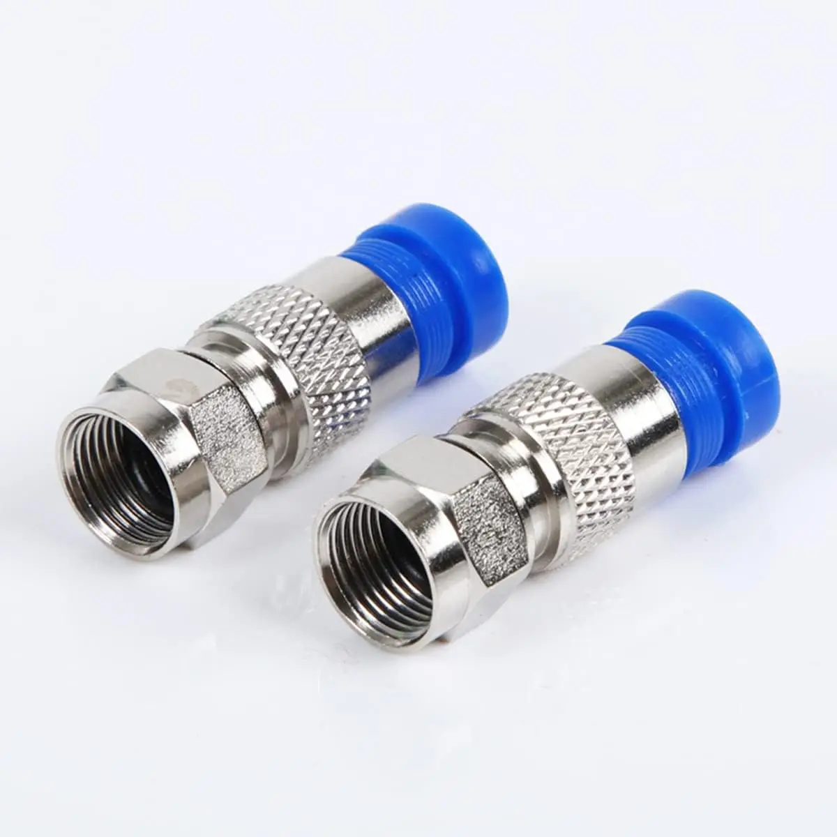 10pcs RG6 Compression Connectors RG6 F Type Connector Coax Coaxial Compression Fitting Waterproof Connection Blue image 3