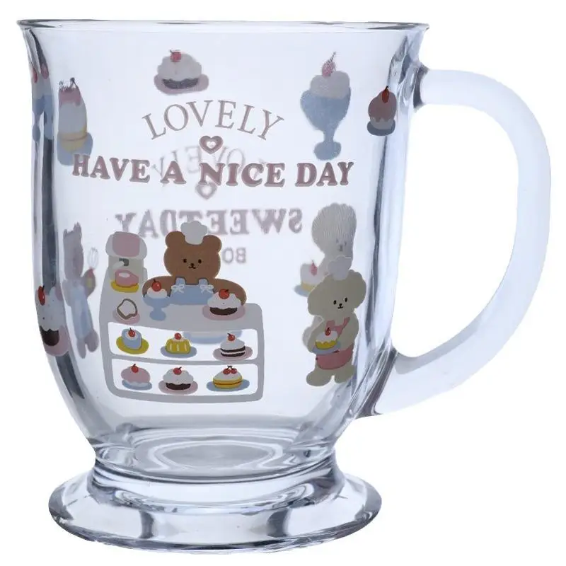 كوب زجاجي كبير السعة على الطراز الكوري والياباني للقهوة والحليب والشاي والعصير، شكل دائري، زجاج نا كا شفاف، سعة 40-500 مل