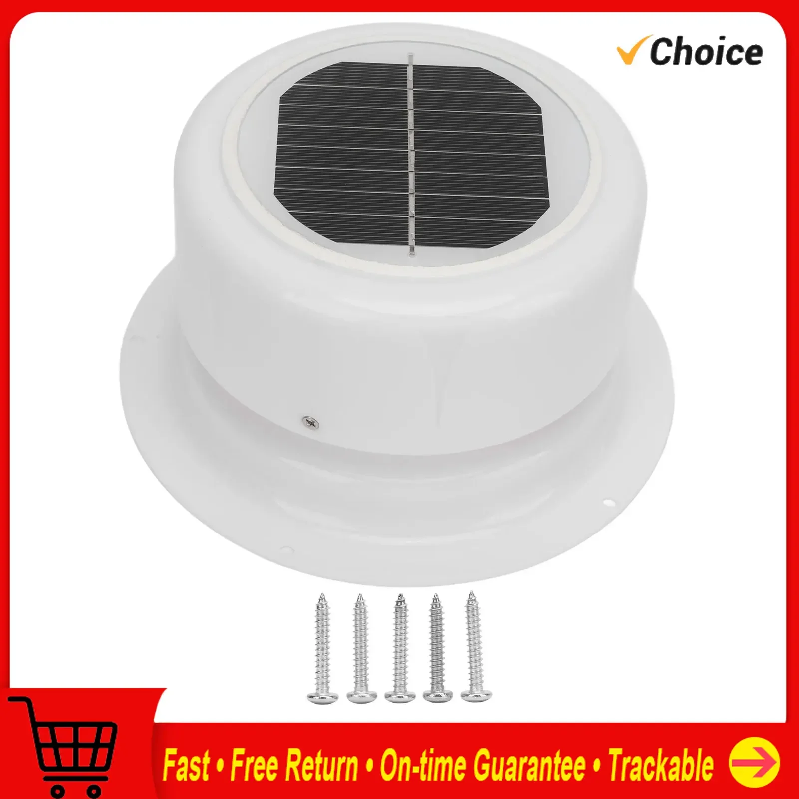 Solar Powered Vent Fan with Mounting Screws Ceiling Exhaust Ventilation Fan for RV Boat Trailer Camping Car