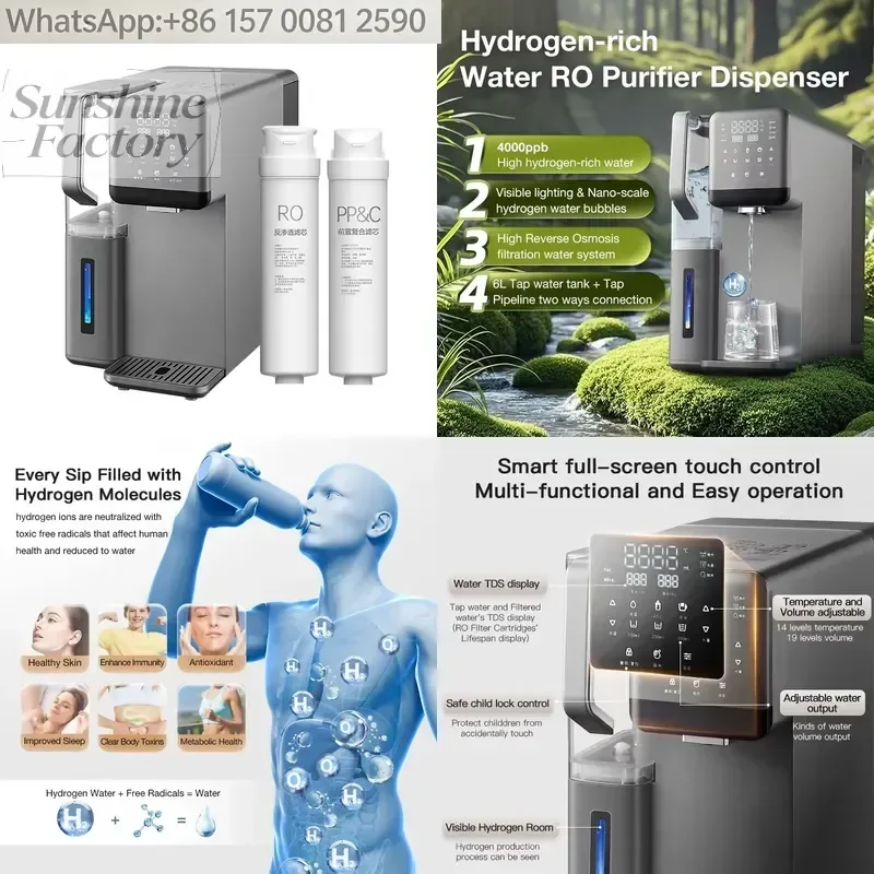 Home Hot Water Treatment with Touch Screen RO Reverse Osmosis Purifier H2 Water Generator Filter Dispensers