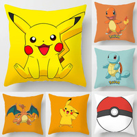 Anime Pokemon Pikachu Pillow Cover 45x45cm Cartoon Charizard Squirtle Action Figure Square Pillow Case Home Sofa Decor Toys Gift