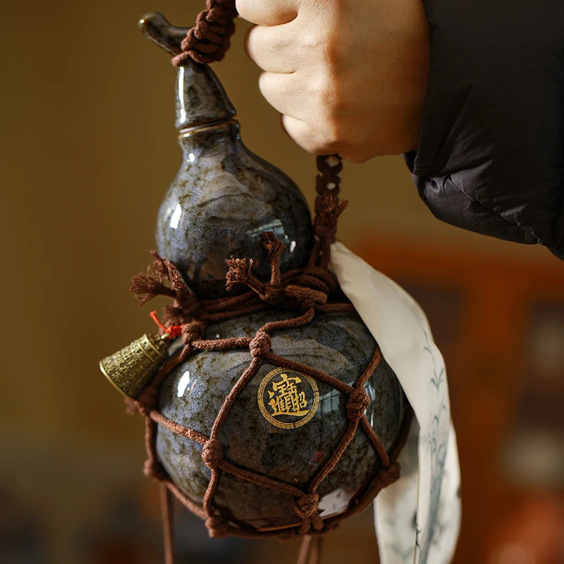 

Lucky Treasure Gourd Kettle Wine Pot Sealed Portable Mesh Pocket