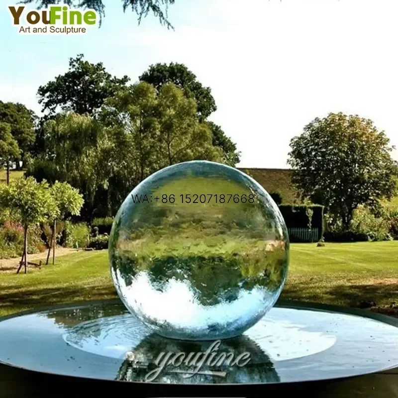 Wmwmnu for YOUFINE Modern Glass Effect Outdoor Garden Stainless Steel Spheres Ball Water Fountain