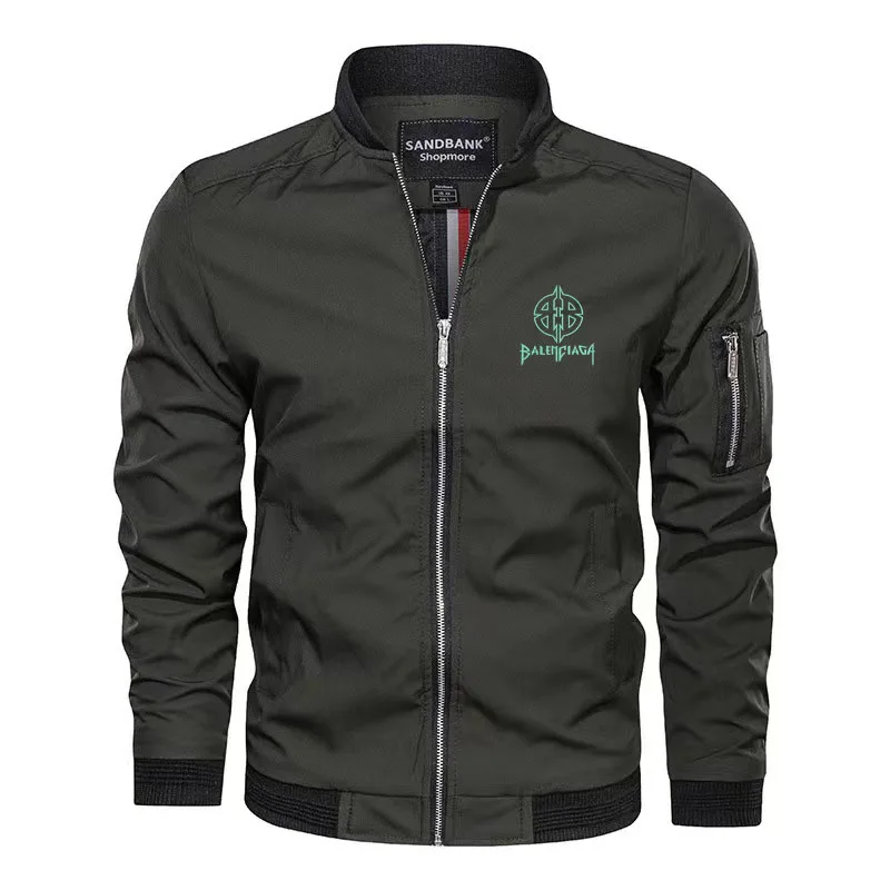 Chaqueta impermeable con cuello en V para hombre, abrigo informal con estampado de logotipo personalizado, a prueba de viento, para exteriores, novedad de 2024