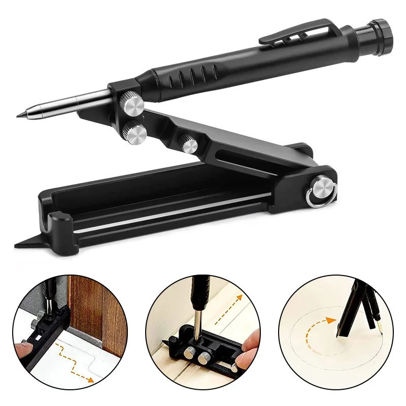 Multi-Function Scribing Tool Construction Pencil DIY Scribe Woodworking Compass Contour Gauge Scriber Line Maker Measuring Tools