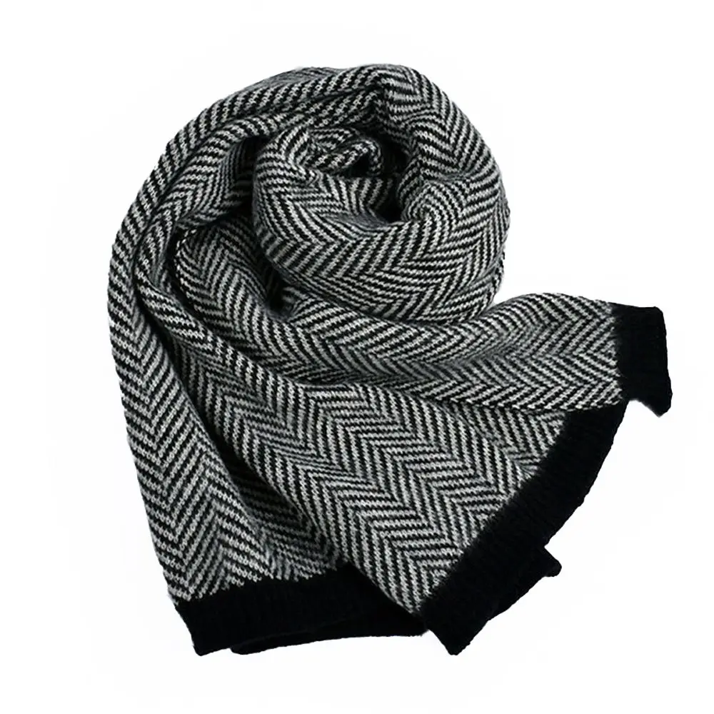 

Warm Stripe Winter Herringbone Korean Style Wrap Muffler Women Knitted Scarf Neckerchief