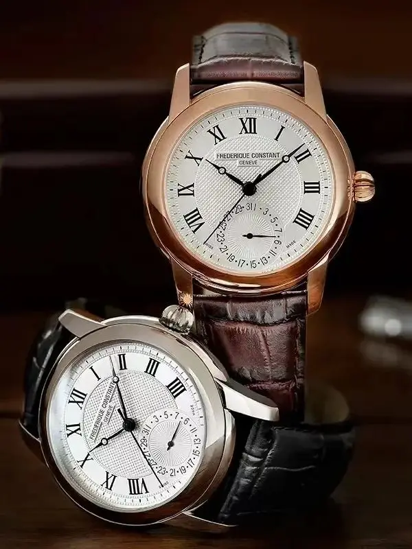 Orologio rotondo da uomo con cinturino in pelle al quarzo semi-cronografo a tre lancette F Constant Business