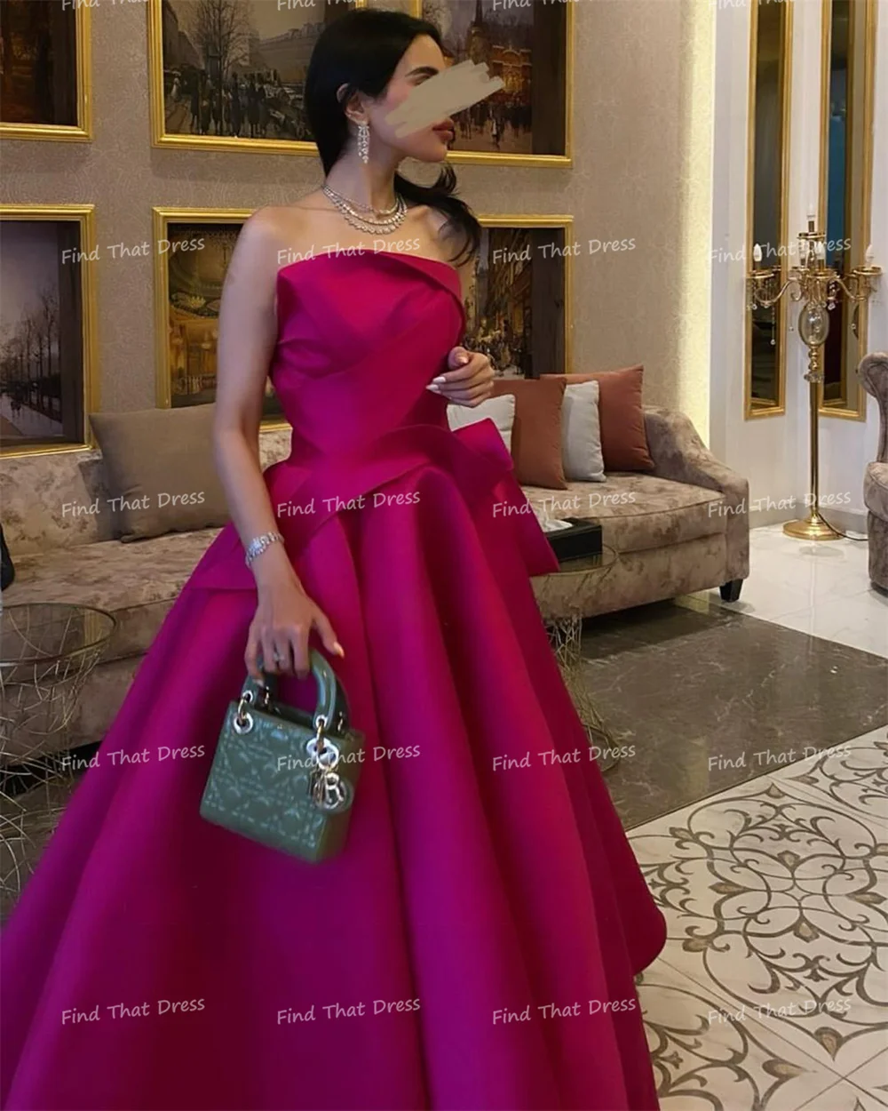 العرف الحديثة قارب طوق Ruches ألف خط ثنيات عارية الذراعين ثوب مسائي الزفاف الطابق طول مطوي فستان الحفلة الراقصة مع القطار #3