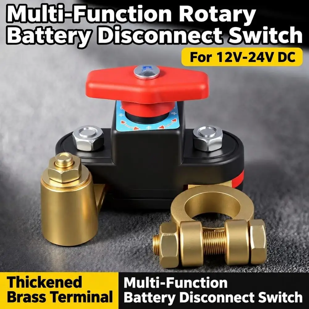 12V 24V Universal Car Battery Disconnect Switch Dual Rotary Power Cut Off Master Switch Isolator for Boat Truck Auto Terminal