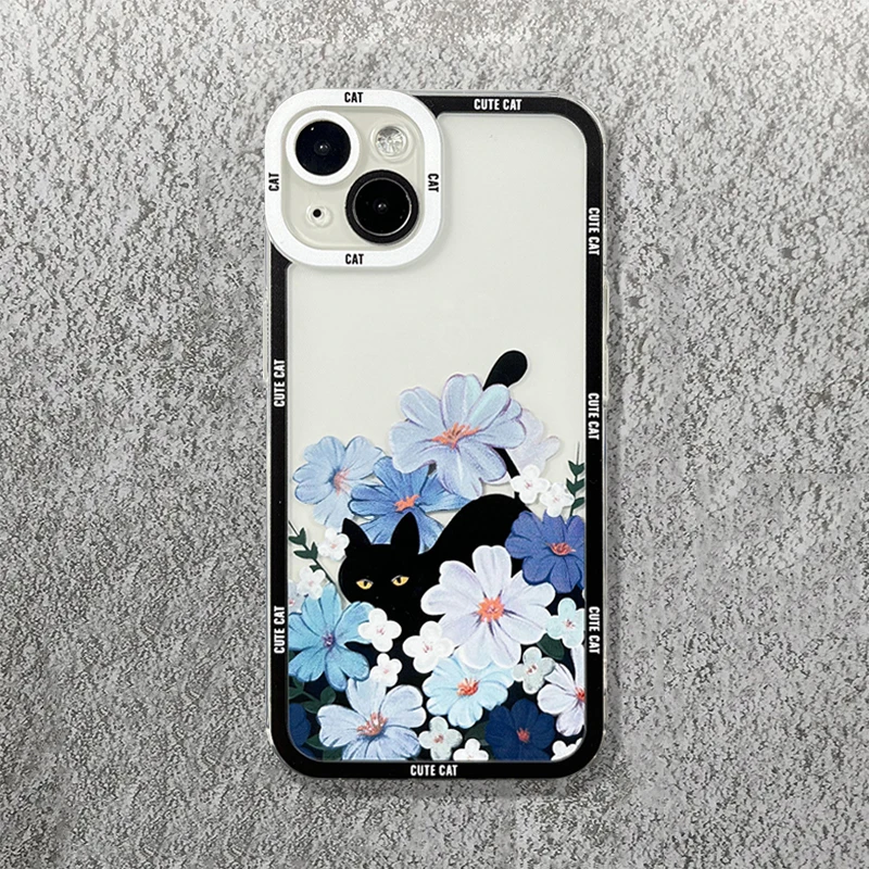 Cartoon Blume Katze Telefon Fall für Xiaomi Mi 13 12 11 Lite 14 13t 12t Poco F5 X5 X3 Pro Redmi 12c Note 13 12 12s 11s 11 10s Abdeckung