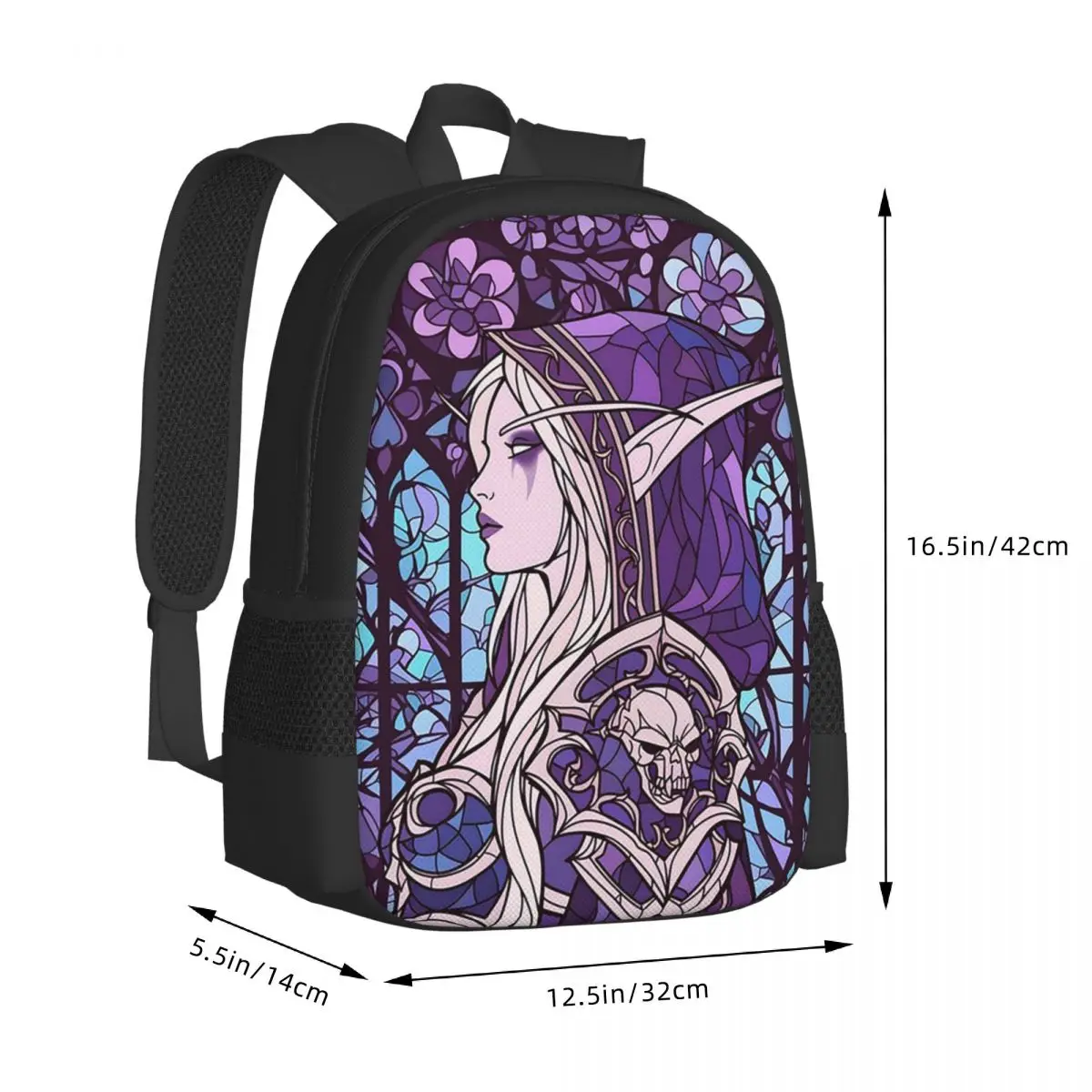 Stained Glass Sylvanas Student Backpack School Bag Hiking Travel Daypack for Boys Girls Fashion Bookbag Shoulder Bags