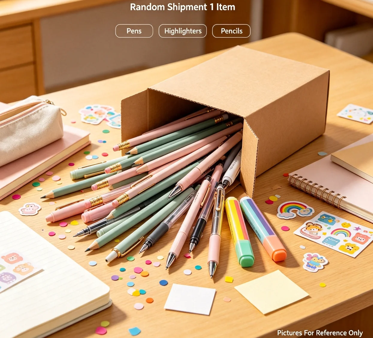 Back To School Stationery Surprise Mystery Box Random Single Assorted Pencils Pens Highlighter Writing Supplies Blind Package view 5