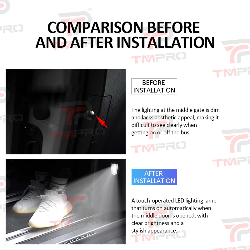 Suitable for the 2024 Toyota Alphard/Vellfire second-row sliding door lights with switchable blue and white brightness