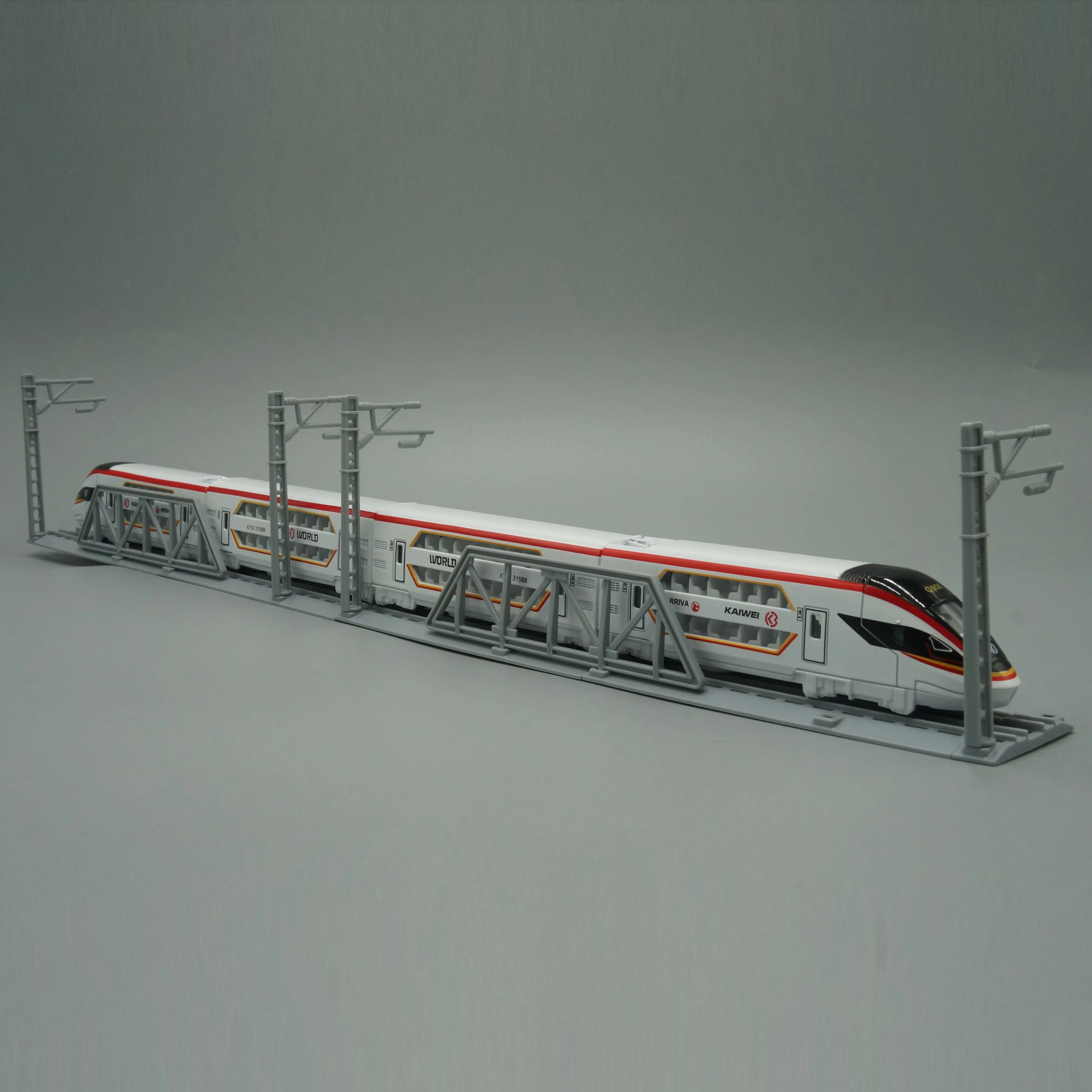 Odlewany metalowy model dwupoziomowego pociągu CRH Miniatura kolejowa z torami