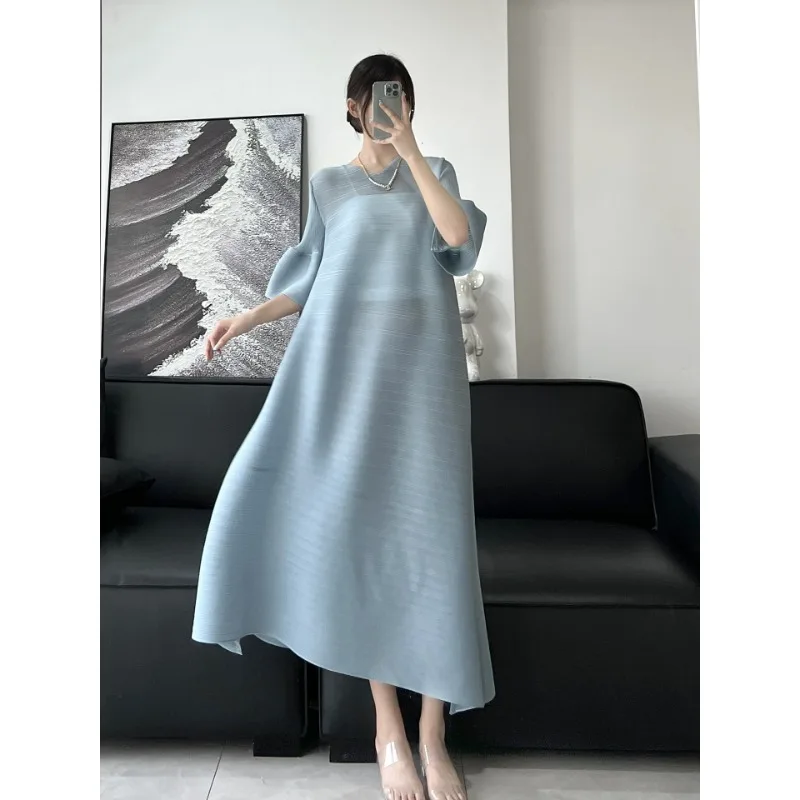 Spring/Summer Dress Loose Flare Sleeves Solid 2024 New Commuter Original Holiday Style Dress