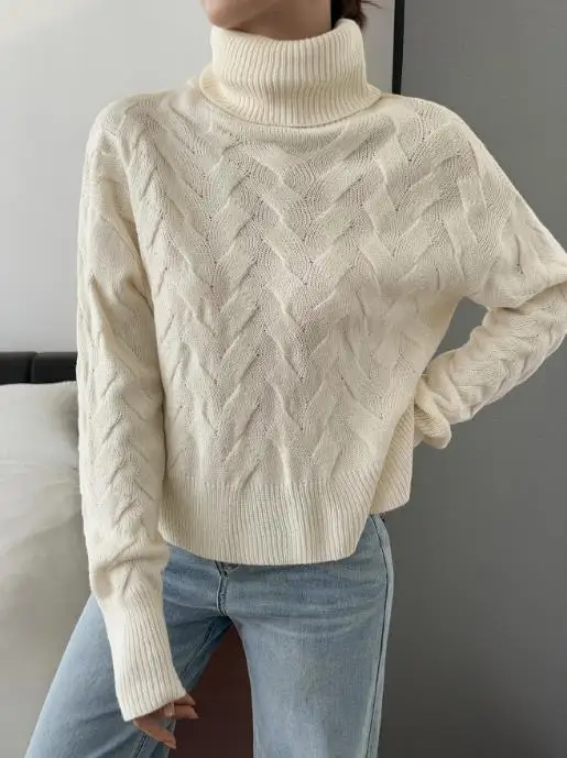 2025 Autumn/winter Casual Solid Color Woolen Long Sleeve Sweater Women's Wear