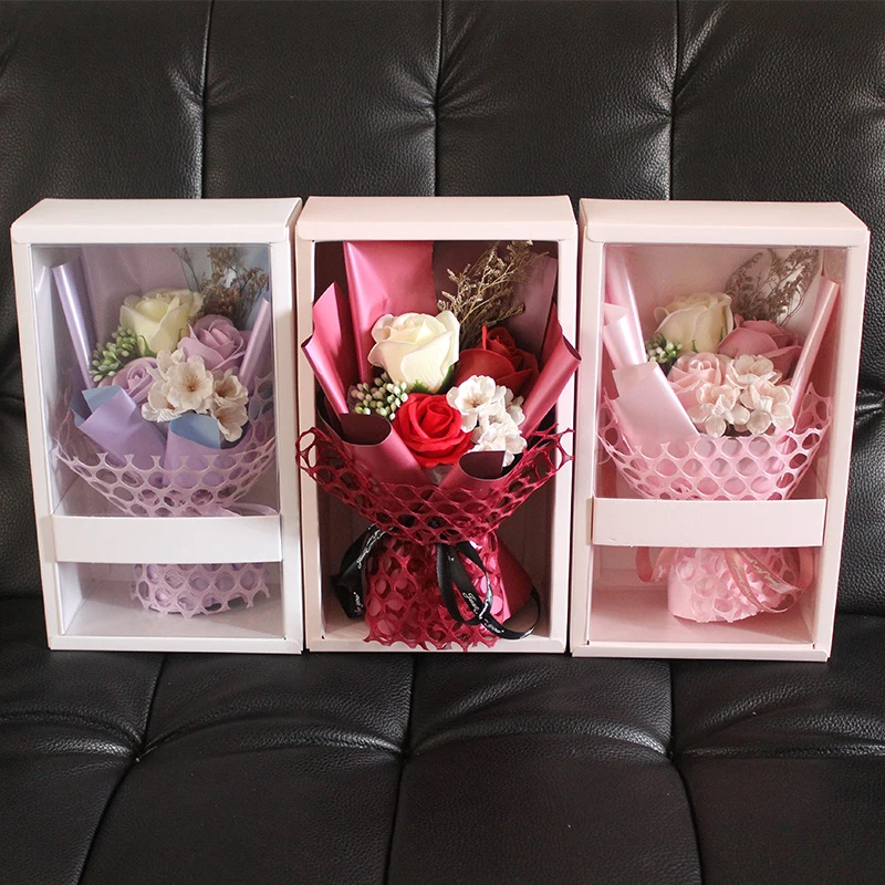 Surprise Valentine with Our Exquisite Soap Flower Bouquet Gift Box Love and Romance Artificial Flowers