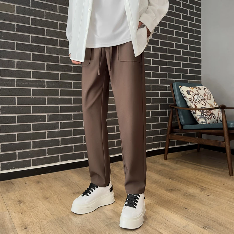 

2024 Summer New Arrival Men's Casual Pants Elastic Waist Straight Wide Leg Loose Fit Long Trousers