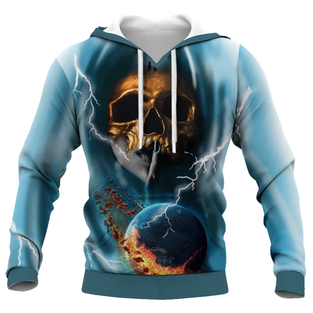 2023New Fashion Causal  Hooded Sweatshirts Popular 3D Printed Hoodie Loose Pullover Long Sleeve Shirt Skull Hoodie 2XS to 4XL