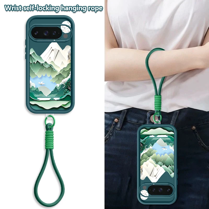 Snow Mountain Patterned Phone Case For Google Pixel 10 9 Pro XL 10 9 Pro 9A 8A Soft Silicone Lanyard Cover For Pixel 7A 8 7 Pro view 2