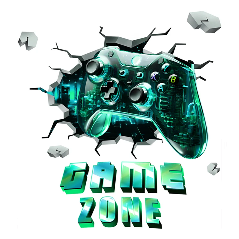 Broken Wall Art Game Zone Gamer Joystick 3D PVC Poster Stickers for Home Kids Bedroom E-sport Play Room Decoration Big Wallpaper