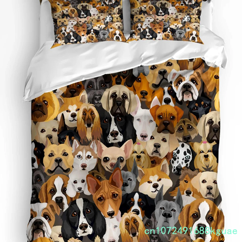 Dogs Pet Basket Cats Printed Comfort Duvet Cover Pillow Case Home Textile Quilt Cover Boy Kid Teen Girl Luxury 3pcs Bedding Set