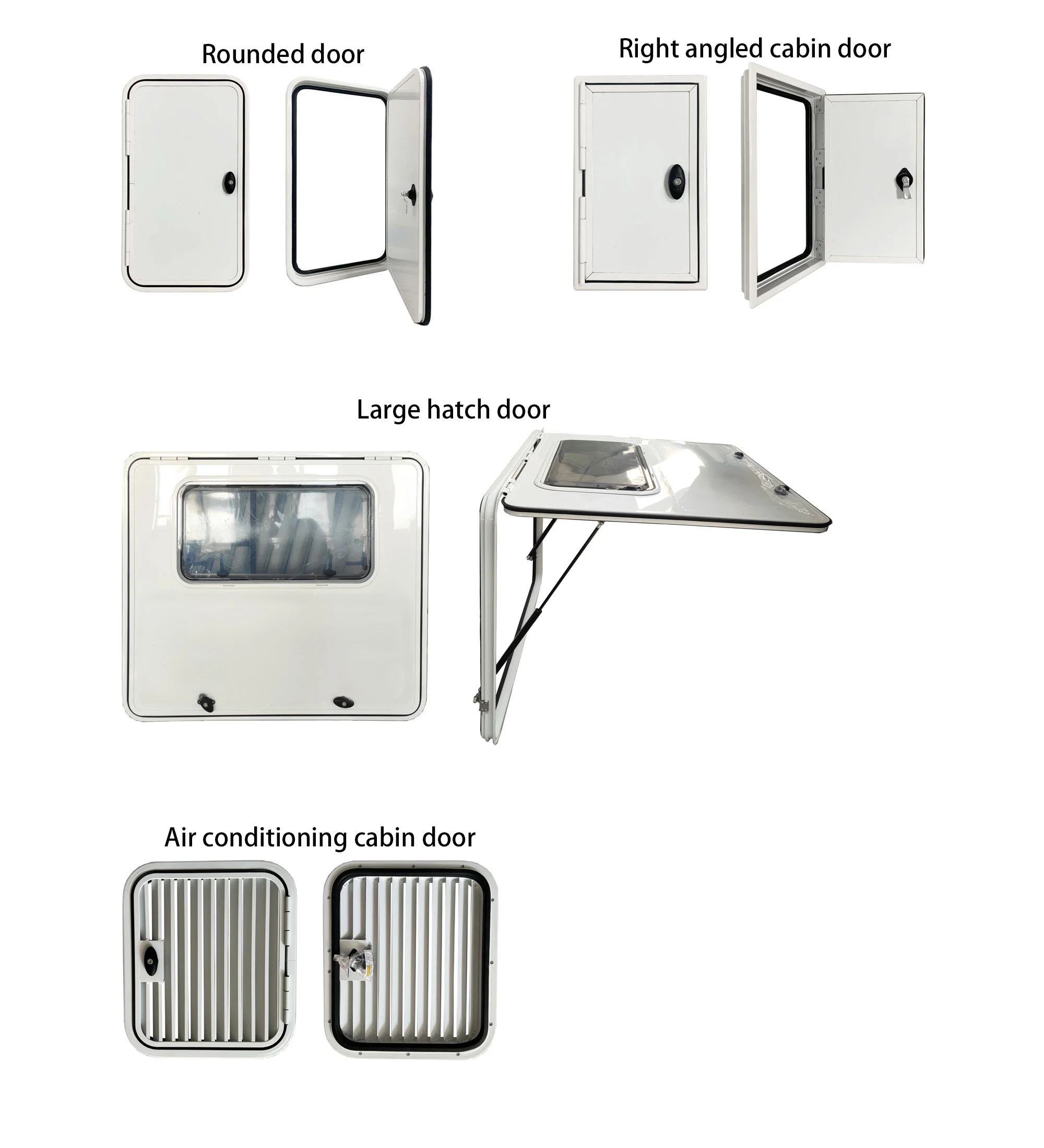 White Aluminum Alloy RV Storage Compartment Door Heavy Duty Square Design Dual Support Bar Safety Lock Ventilation Insulation view 3