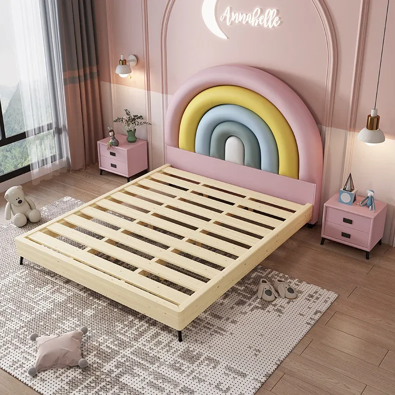 A mobília nórdica personalizada do miúdo dos desenhos animados 2m princesa meninos e meninas cama do arco-íris do miúdo