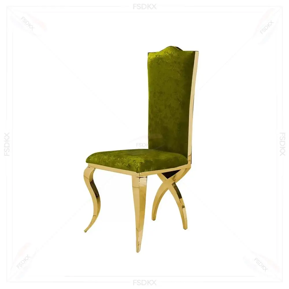 Factory Direct Sale Luxury Gold Stainless Steel Wedding Dining Chairs for Events Banquet Party Used