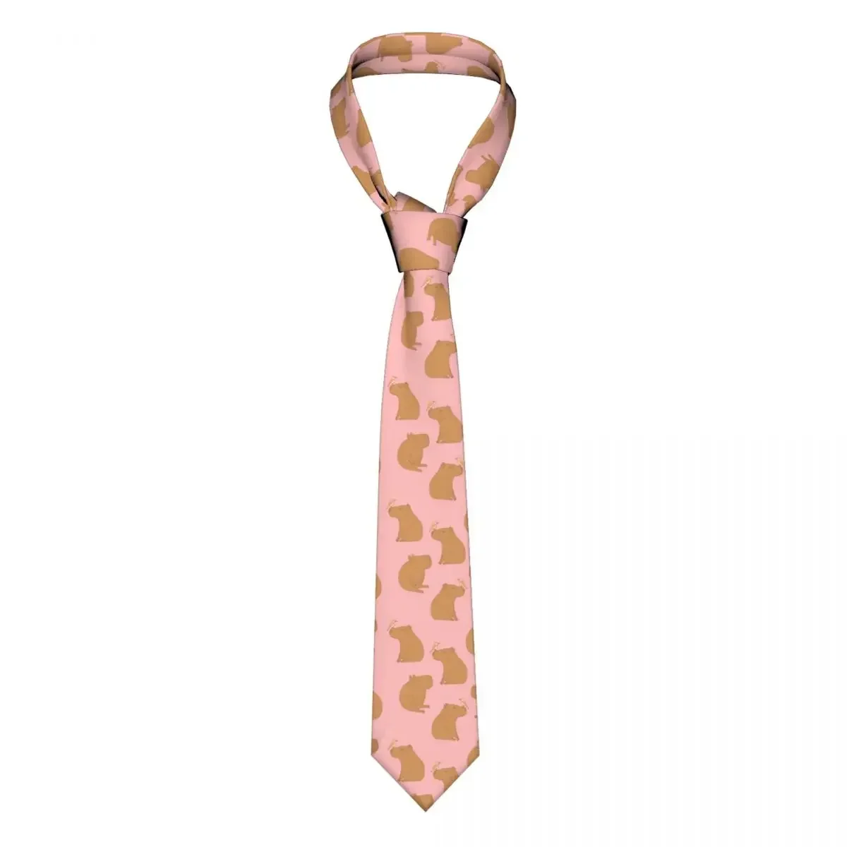 Mens Tie Classic Skinny Capybara Pattern Neckties Narrow Collar Slim Casual Tie Accessories Gift