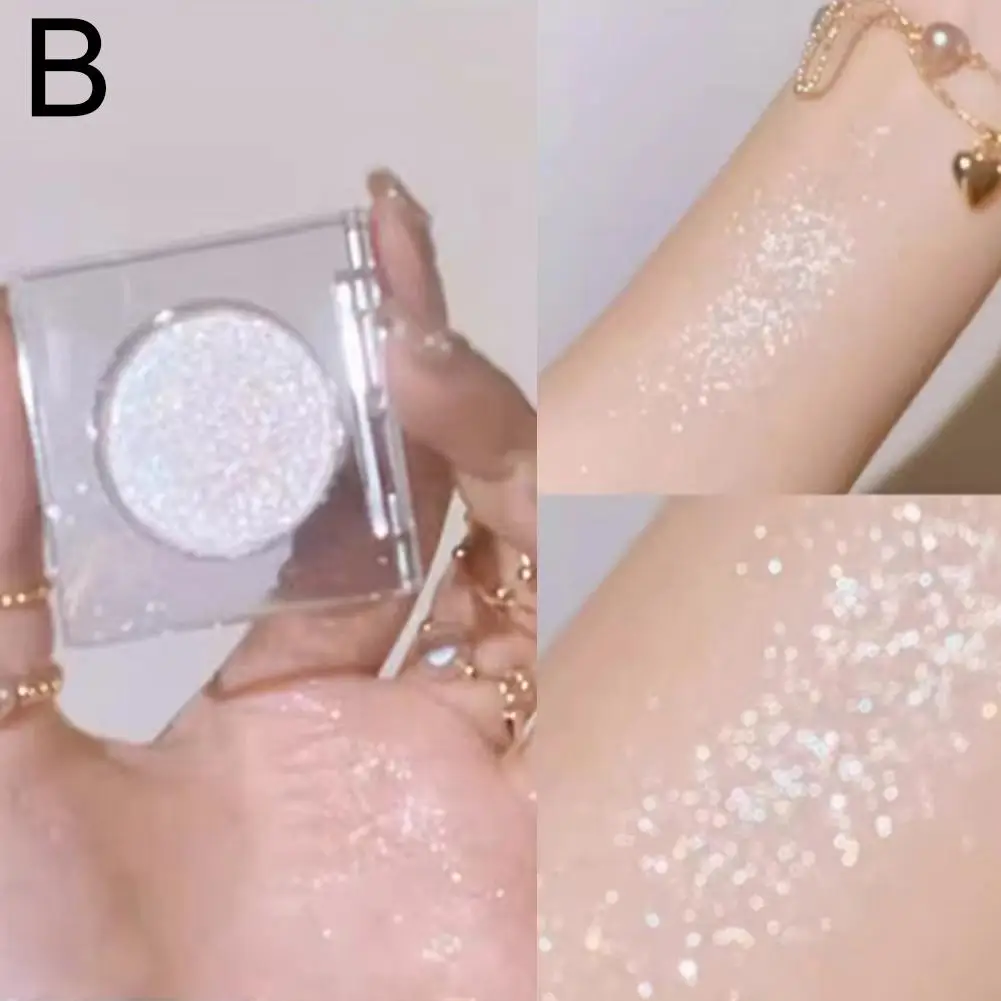 Palette de fards à barrage brillants nacrés avec flash, paillettes de diamant, cosmétiques de maquillage pour les yeux, blanc et marron, longue durée, 1PC