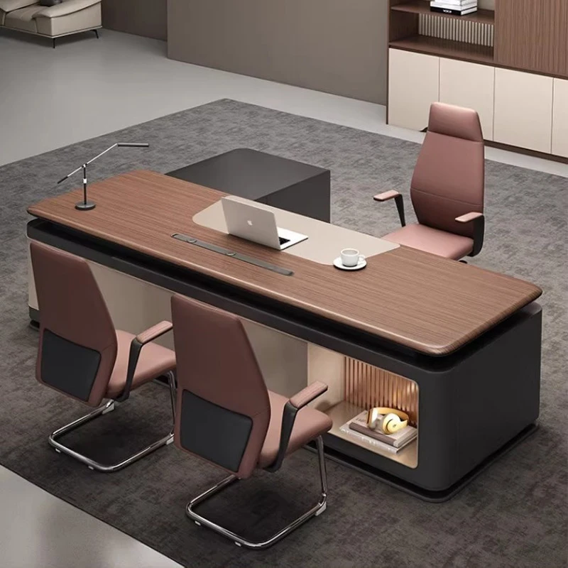 Modern Modular Wood Desk And Chair Combination With Bookshelf For Home Office Commercial Use