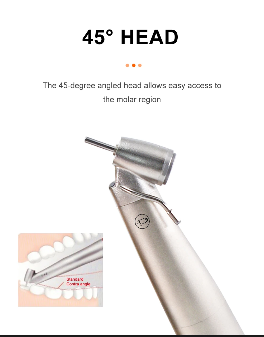 1:4,2 Vergrößernder roter Dental-Niedriggeschwindigkeits-Winkelstückadapter Z45L für elektrische Mikromotor-Dentalhandstücke, 45 Grad mit LED-Glasfaser – Detail 7