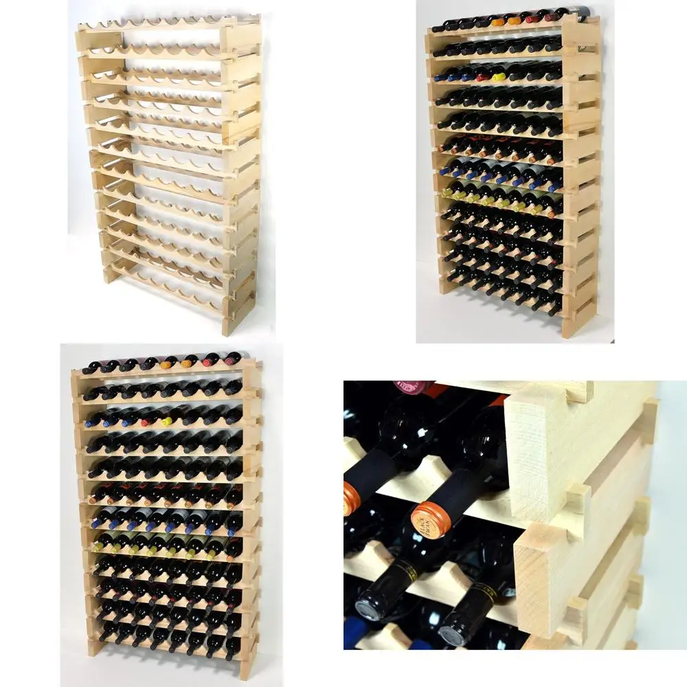 ular Wine Rack chwood 32-96 Bottle acity 8 Bottles Aup to 12 Rows Newest Improved el (96 Bottles - 12 Rows)